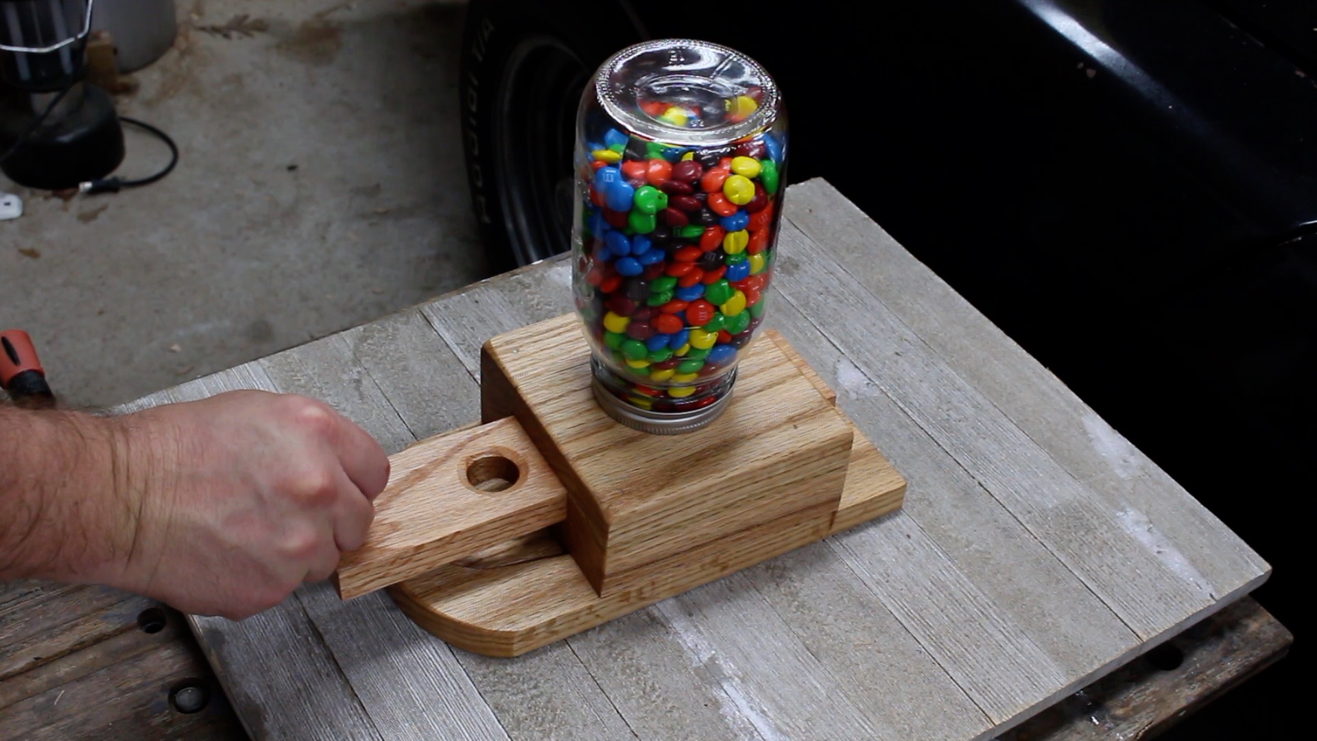 Amish-Made Jar Candy Dispenser - Great for M&M's, Peanuts, or Jelly Beans